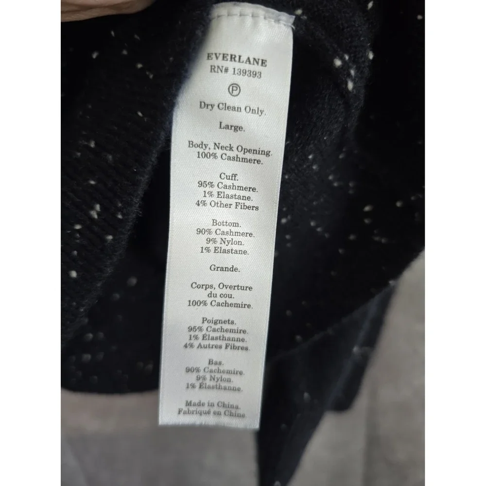 EVERLANE The Cashmere Crew Sweater DARK NAVY DONEGAL size L